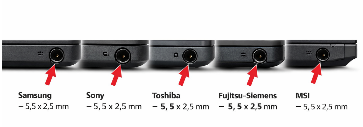 Samsung, Sony og Toshiba ladeport 5,5x2,5mm