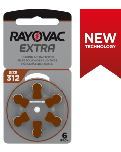 Rayovac Extra 312 (6 stk.) Høreapparatbatterier - 0 % Kvikksølv
