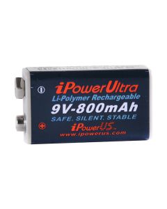 iPowerUS 9V 800mAh Oppladbart Li-Polymer Batteri (1 stk.)