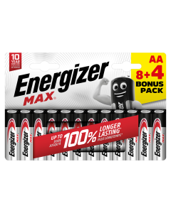 Energizer Max AA / E91 Batterier (12 Stk.) (8+4)