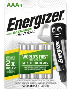 Energizer Recharge Universal AAA / NH12 500mAh Batterier (4 stk.)