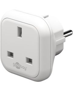 Reiseadapter – Storbritannia til Europa, hvit (britisk Type G til Schuko)
