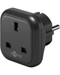 Reiseadapter – Storbritannia til Europa, sort (britisk Type G til Schuko)