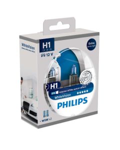 PHILIPS Bilpære H1 WHITEVISION - 2-PACK