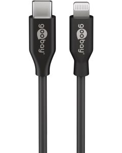 USB-C 2.0 til Lightning lade- og datakabel, MFI, svart, 2m