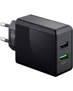 Goobay Dual USB hurtiglader QC3.0 (2A) svart