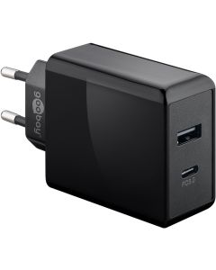 Goobay Dual USB-C hurtiglader PD (2A) svart