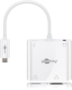 Goobay USB -C Multiport Adapter HDMI + VGA + PD 100 W - utvider USB -C -enhet til en HDMI - en 3,5 mm lyd og en VGA -port -