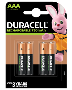 DURACELL AAA / HR3 / R03 750 mAh Oppladbare batterier (4 stk.)