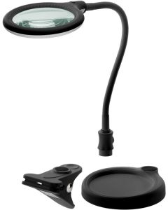 LED-forstørrelsesglass med lampe og klemme, 6 W - 480 lm, 100 mm linse