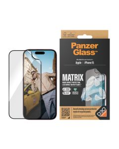 PanzerGlass™ MATRIX Skjermbeskytter med D3O iPhone 15 | Ultra-Wide Fit med AlignerKit