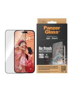 PanzerGlass™ Re:fresh Skjermbeskytter iPhone 15 | Ultra-Wide Fit med EasyAligner