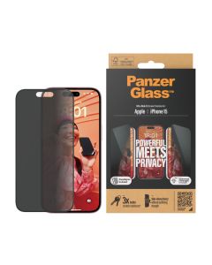 PanzerGlass™ Privacy Skjermbeskytter iPhone 15 | Ultra-Wide Fit med EasyAligner
