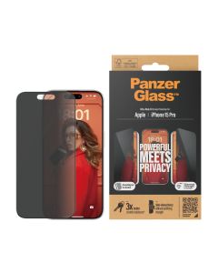 PanzerGlass™ Privacy Skjermbeskytter iPhone 15 Pro | Ultra-Wide Fit med EasyAligner