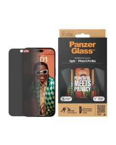 PanzerGlass™ Privacy Skjermbeskytter iPhone 15 Pro Max | Ultra-Wide Fit med EasyAligner