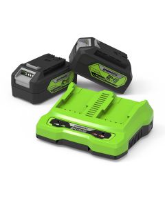 Greenworks GSK24B4X, 24V startsett, 2x4 Ah batteri + dobbel lader