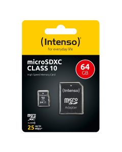 Intenso® 64 GB Micro SD-minnekort Inkludert Adapter, Klasse 10