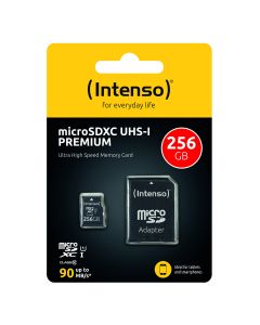 Intenso® 256 GB Micro SD-minnekort Inkludert Adapter, Klasse 10, U1