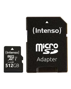 Intenso® 512 GB Micro SD-minnekort Inkludert Adapter, Klasse 10, U1