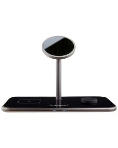 Intenso® trådløs 3-i-1 bordlader MagSafe QI 15W inkl. USB-C-kabel og 30W PD/QC hurtiglader