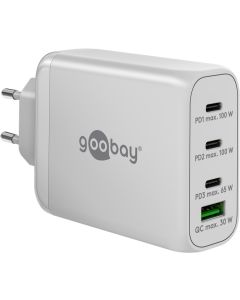 Goobay USB Multiport GaN Power-lader 100 watt (3x USB-C/1 x USB-A) - Hvit