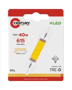 R7S LED rør 6W (615lm), 3000K, Varm hvit