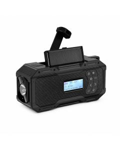 Nødradio batteri/håndveiv/solceller/USB-C (FM/DAB/Lykt) - Ekstra stort 5000mAh batteri