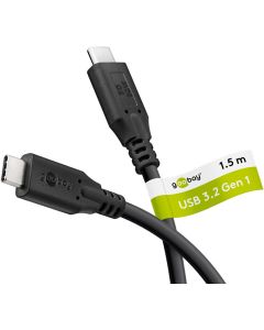 USB-C 3.2 til USB-C lade- og datakabel, 5Gbit/s, svart, 1,5m