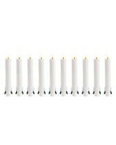 LED juletrelys med 3D flamme og fjernkontroll, 10 stk.