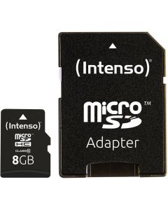 Intenso® 8 GB Micro SD-minnekort Klasse 10 Inkl. adapter