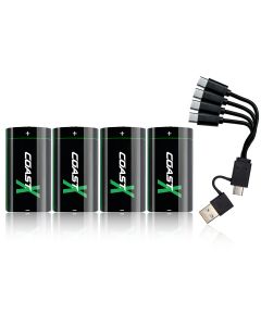 Coast CR123 3V USB-C oppladbart batteri 1100mAh (4 stk.)