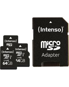 Intenso® 64GB Micro SD UHS-I Minnekort inkl. Adapter - 3 stk.