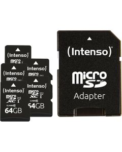 Intenso® 64GB Micro SD UHS-I Minnekort inkl. Adapter - 5 stk.