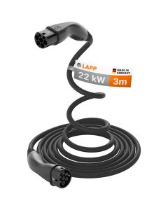 Lapp Type 2 ladekabel til elbil, selvopprullende, 22 kW - 3 m