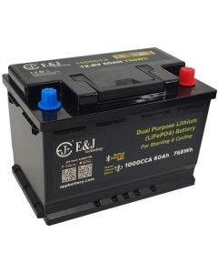 E&J Litiumbatteri 12V 60Ah m/1000 CCA & Bluetooth