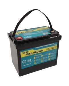 E&J Litiumbatteri 12V 75Ah m/ varme & Bluetooth