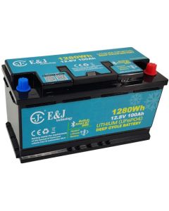 E&J Litiumbatteri 12V 100Ah (200A BMS) m/ varme & Bluetooth