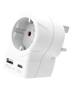 Skross Reiseadapter Europa til UK 20W PD (1 x USB-A + 1 x USB-C)