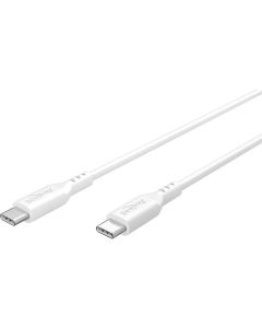 USB-C 2.0 til USB-C lade- og datakabel, silikon, hvit, 1,5m