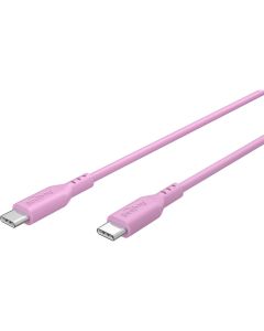 USB-C 2.0 til USB-C lade- og datakabel, silikon, rosa, 1,5m