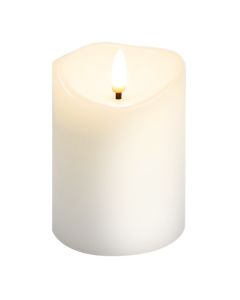 LED vokslys m/ bevegelig flamme & timer, 7,5x10cm