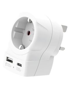Skross reiseadapter Europa til UK inkl. USB PD (1× USB-A / 1× USB-C)