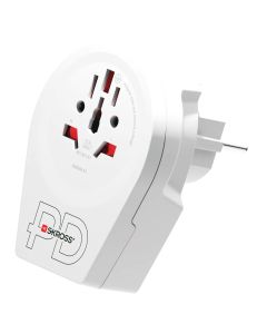 Skross reiseadapter Verden til Europa/DK inkl. USB PD (1× USB-A / 1× USB-C)