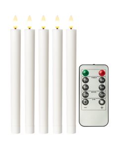LED Krone-lys inkl. fjernkontroll & bevegelig flamme - 5 stk.