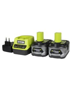 Ryobi One+ RC18120-250 18V Startsett med 2 x 5,0Ah batteri og batterilader (Original)