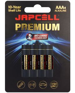Japcell Premium AAA alkaliske batterier - 4 stk Blisterpakning
