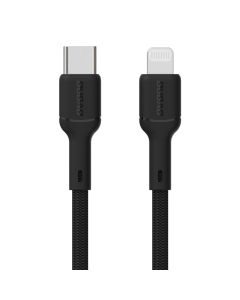 Dudao L9X USB-C 2.0 til Lightning lade- og datakabel, tekstil, svart, 2m