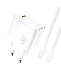 Dudao A28C USB-C GaN lader 45W PD inkl. USB-C kabel – Hvit