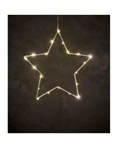 35 cm julestjerne med 30LED, timer, batteri og sugekopp for oppheng