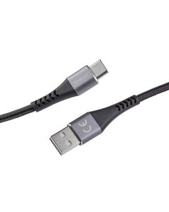 Intenso® USB‑A til USB‑C lade- og datakabel – USB 3.0 – tekstil – svart – 1,5 m